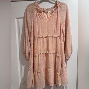 Entro Light Peach Dress with Delicate Patterns, size medium